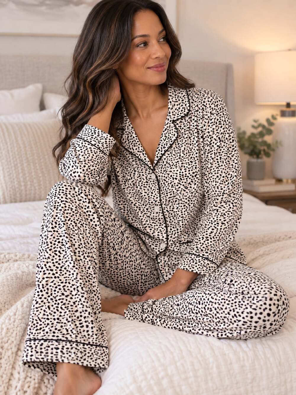 Nine West Leopard Print Pajama Set Size M Animal Print Loungewear